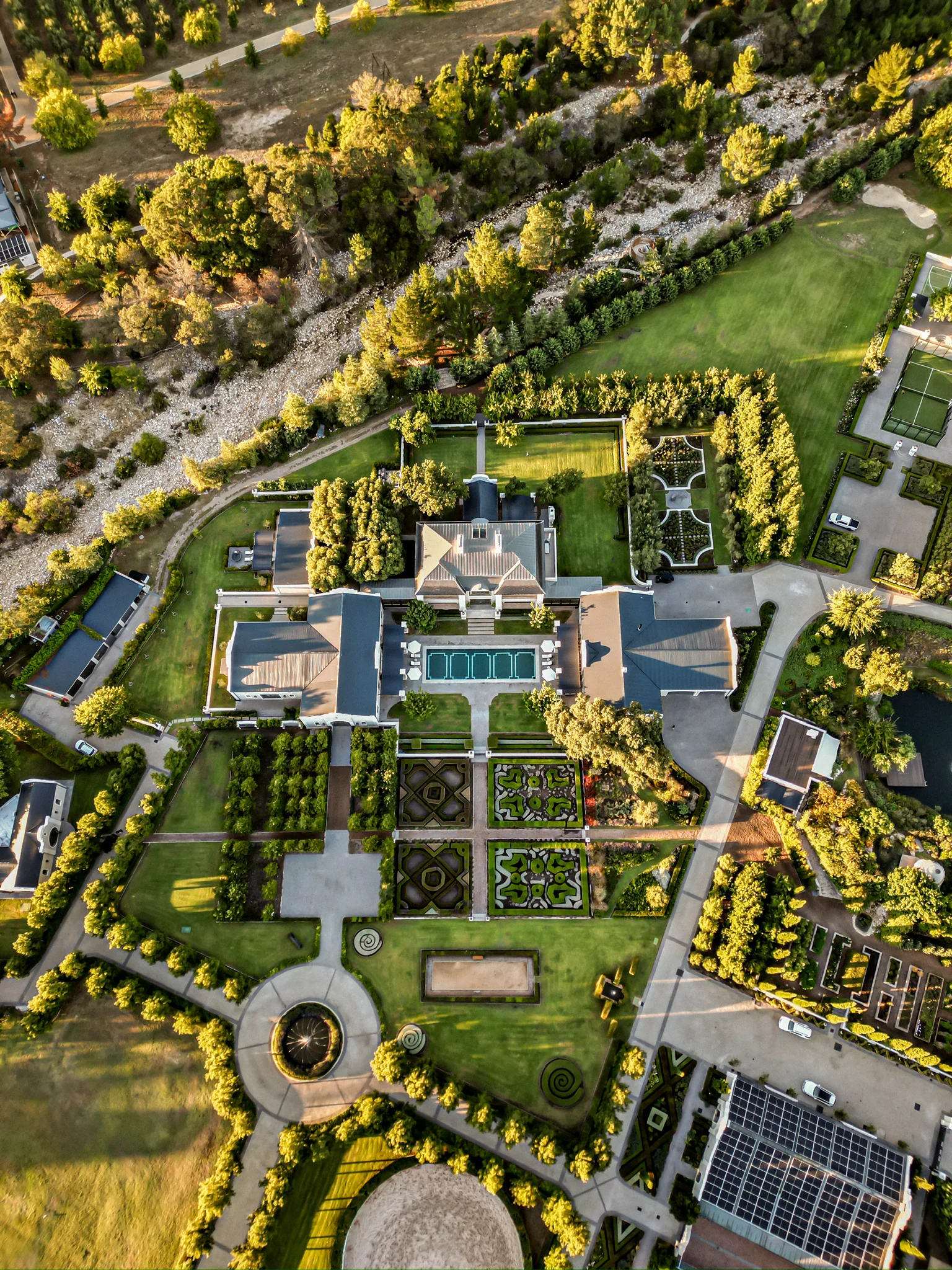 Aerial view of Oakvale Estate in Franschhoek